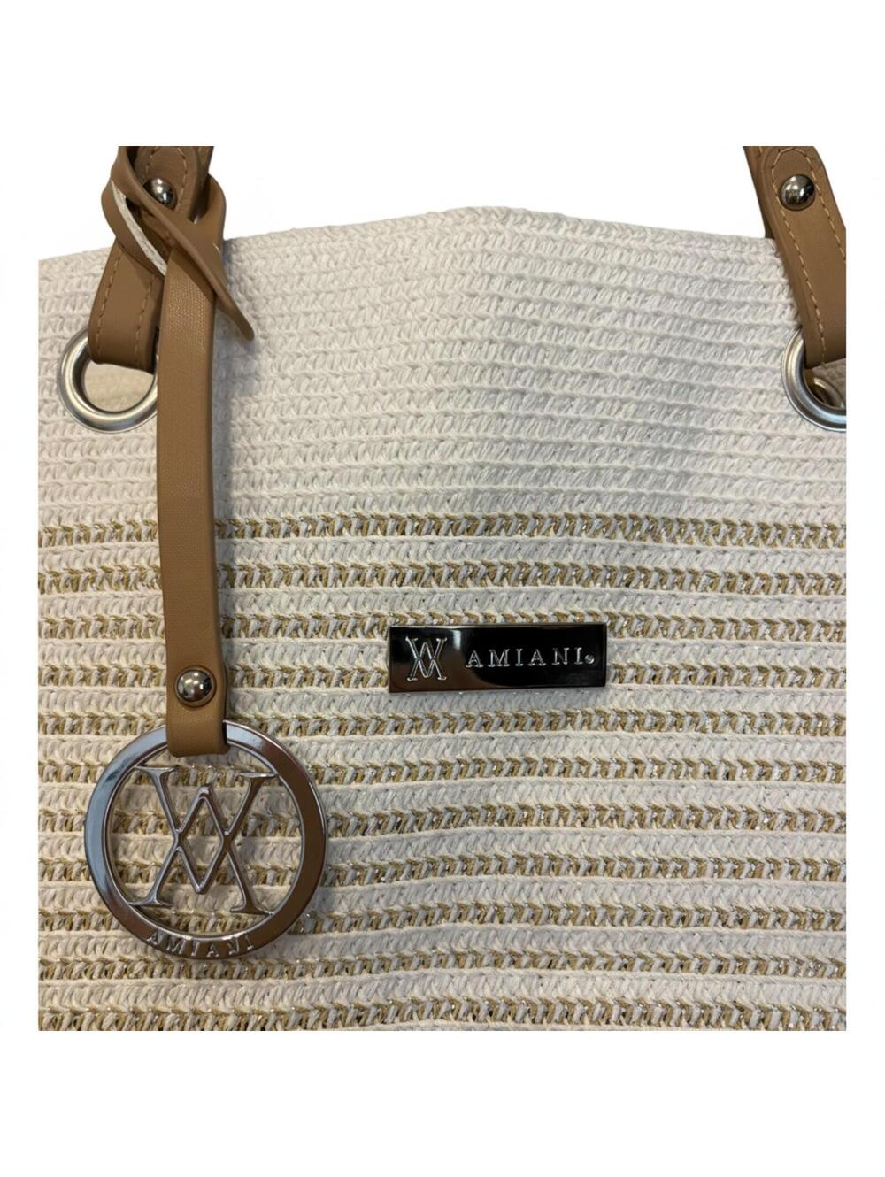 AMIANI Large Woven Bucket Bag (19" × 8"x 12) - Picture 3 of 3